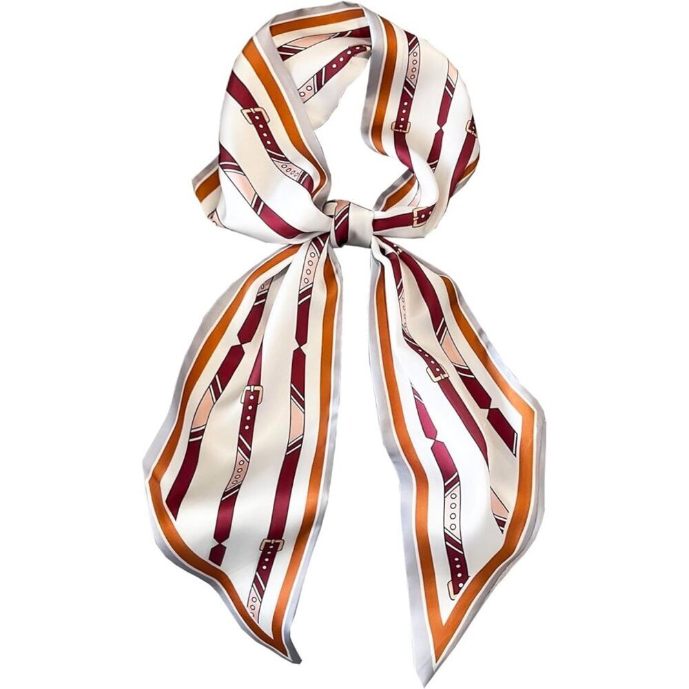 Women's plain Necktie Fashion Purse Scarf Silky For Handbags Bag Skinny Scarves
